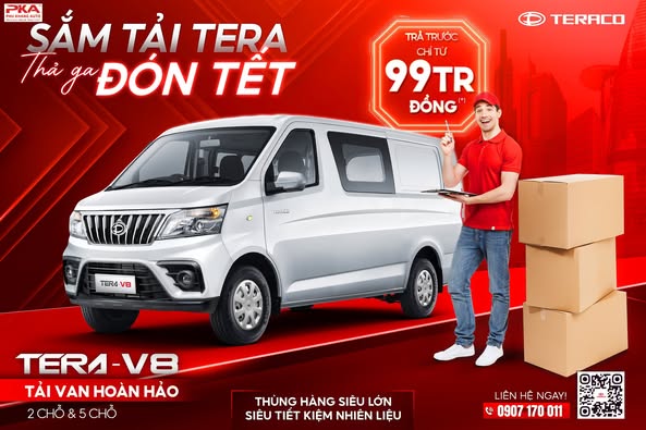 TERA-V8 - THÙNG HÀNG LỚN NHẤT PHÂN KHÚC - TRẢ TRƯỚC TỪ 99 TRIỆU ĐỒNG